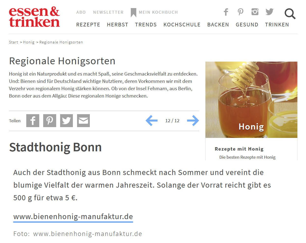 Rainer Seifert | Imker | Artikel Fachzeitschrift "essen & trinken" Rainer Seifert | Imker | Artikel Fachzeitschrift "essen & trinken"
